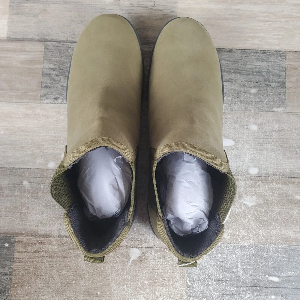 Bogs Kicker Womens Chelsea Boots Sz 10 Olive Leather Round Toe Ankle Pull On